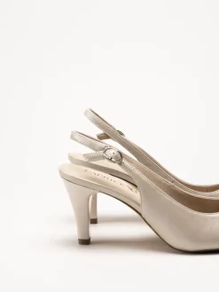Caprice - Beige slingback pumps i skinn