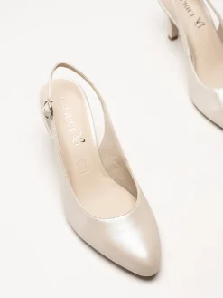 Caprice - Beige slingback pumps i skinn