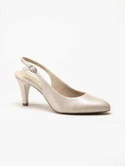 Caprice - Beige slingback pumps i skinn