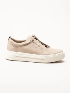 Caprice - Beige sneakers i mocka