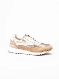 Caprice - Beige sneakers i skinn
