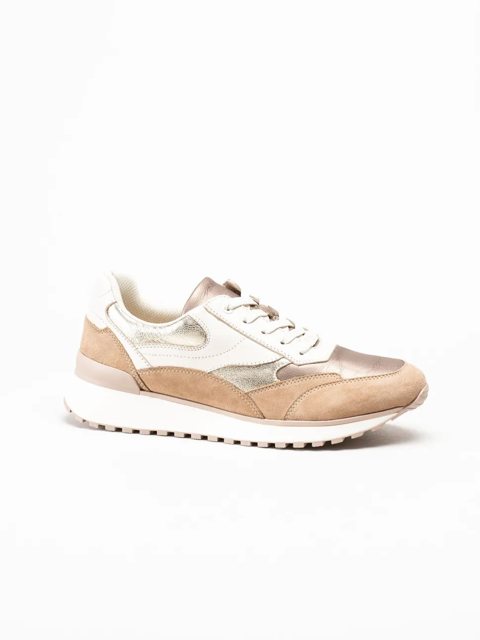 Caprice - Beige sneakers i skinn