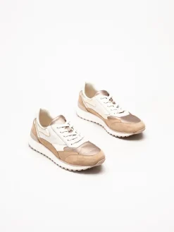 Caprice - Beige sneakers i skinn