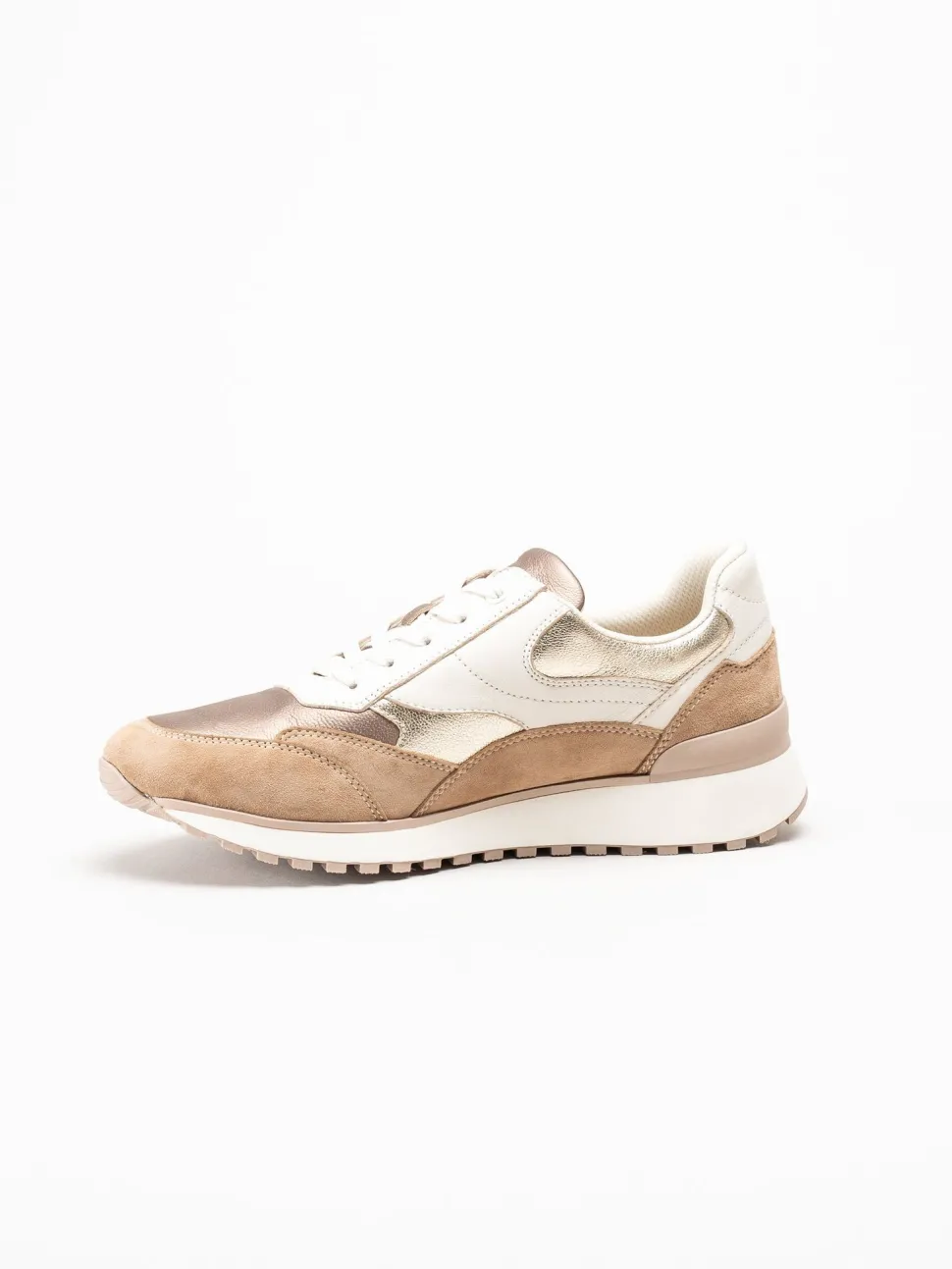 Caprice - Beige sneakers i skinn