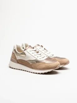 Caprice - Beige sneakers i skinn