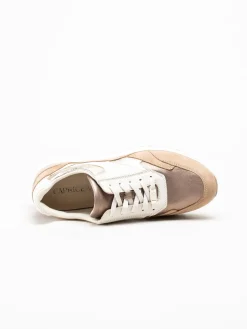 Caprice - Beige sneakers i skinn