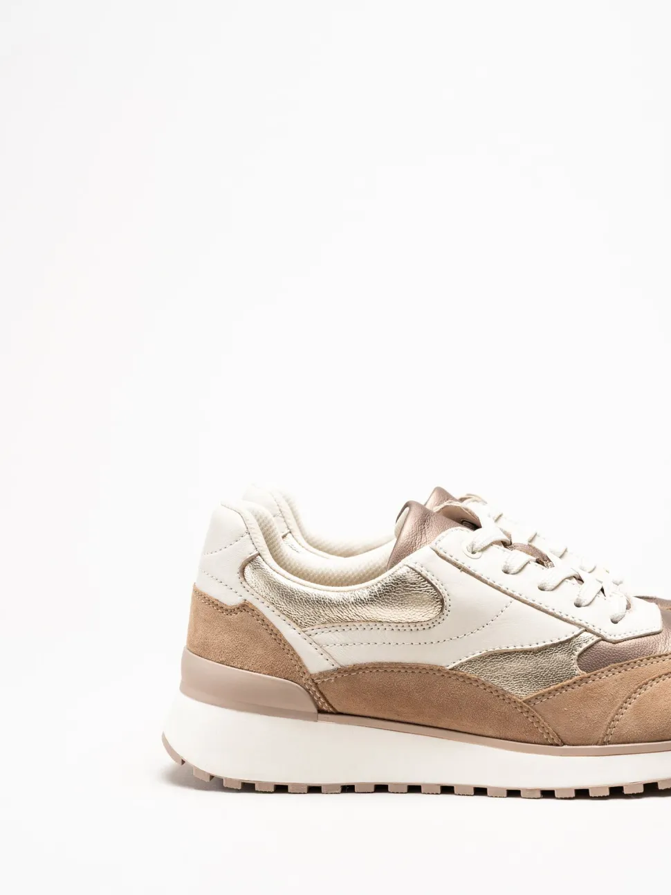 Caprice - Beige sneakers i skinn