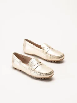 Caprice - Guldiga loafers i skinn