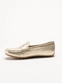 Caprice - Guldiga loafers i skinn