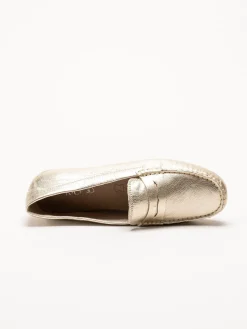 Caprice - Guldiga loafers i skinn