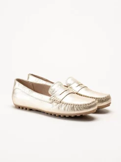 Caprice - Guldiga loafers i skinn
