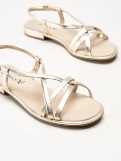 Caprice - Guldmetallic remsandaler i skinn