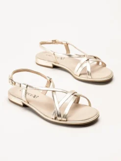 Caprice - Guldmetallic remsandaler i skinn