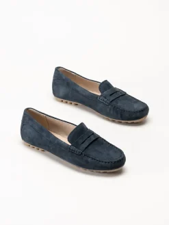 Caprice - Mörkblå loafers i mocka
