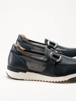Caprice - Mörkblå loafers i skinn