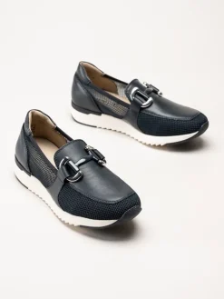 Caprice - Mörkblå loafers i skinn