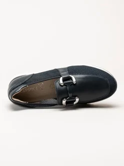 Caprice - Mörkblå loafers i skinn