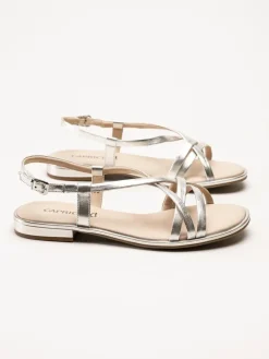 Caprice - Silvermetallic remsandaler i skinn