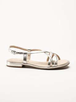 Caprice - Silvermetallic remsandaler i skinn