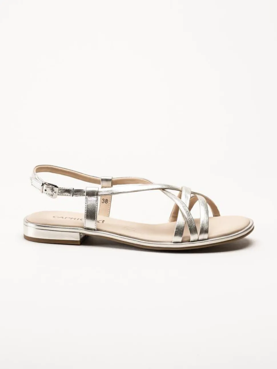 Caprice - Silvermetallic remsandaler i skinn