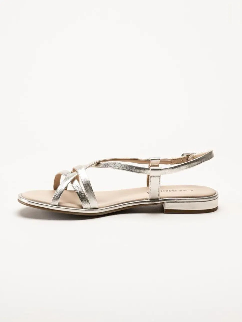 Caprice - Silvermetallic remsandaler i skinn