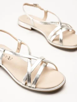 Caprice - Silvermetallic remsandaler i skinn