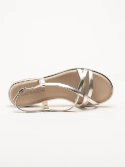 Caprice - Silvermetallic remsandaler i skinn