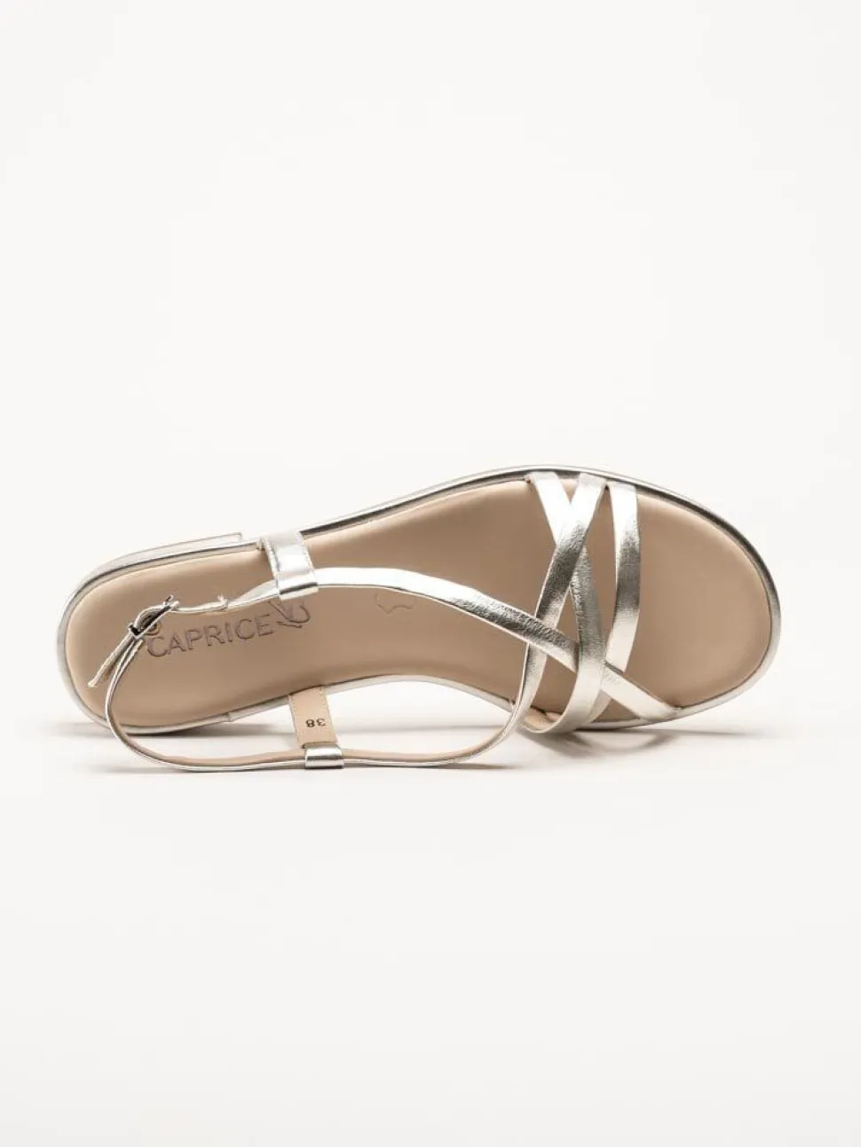 Caprice - Silvermetallic remsandaler i skinn