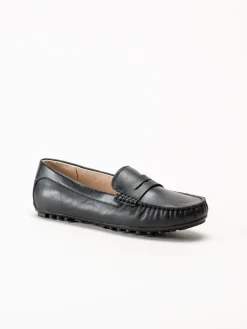 Caprice - Svarta loafers i skinn