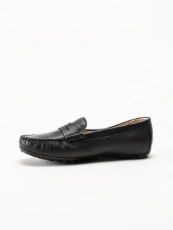 Caprice - Svarta loafers i skinn