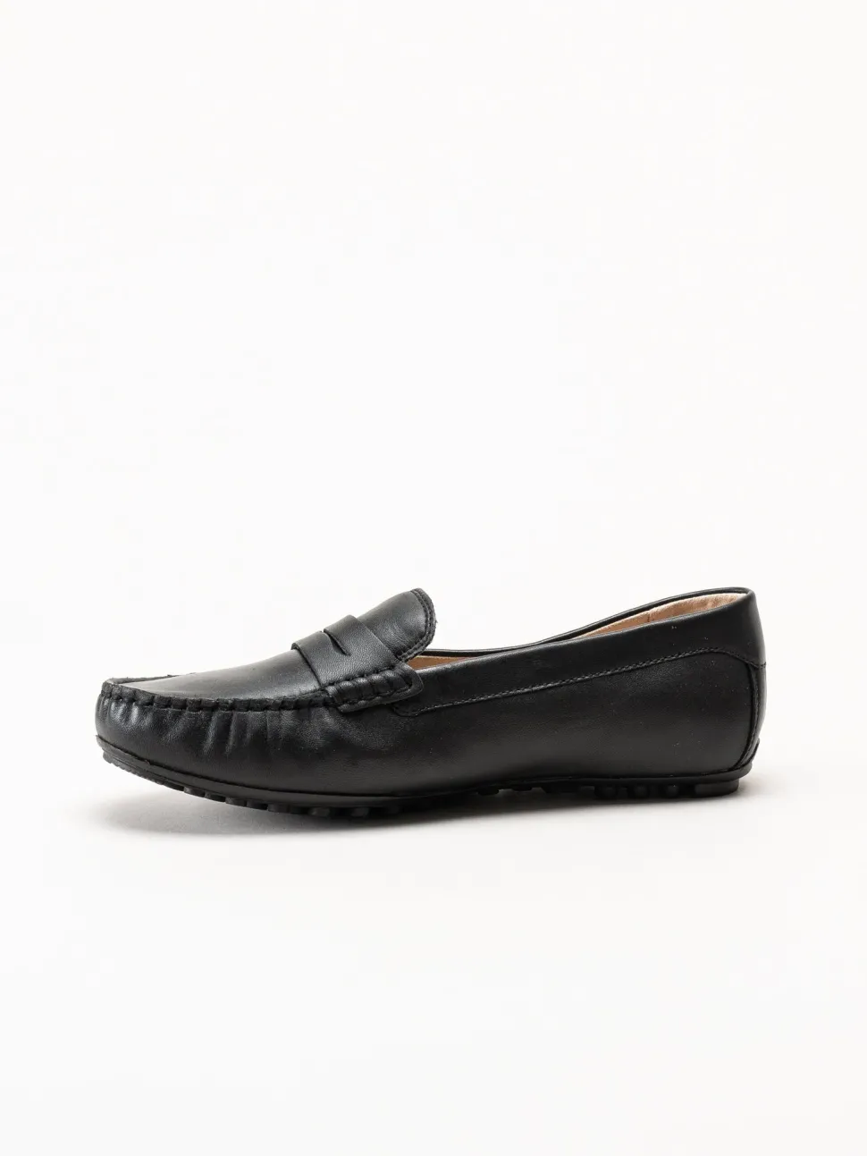 Caprice - Svarta loafers i skinn