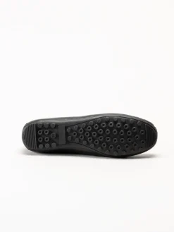 Caprice - Svarta loafers i skinn