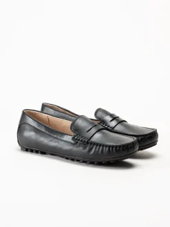 Caprice - Svarta loafers i skinn