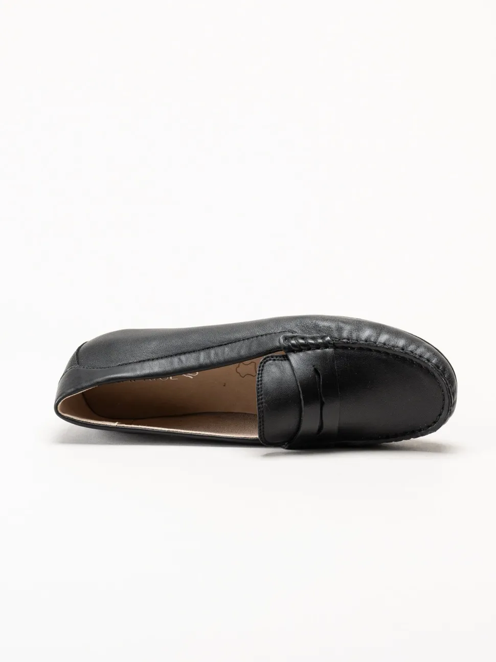 Caprice - Svarta loafers i skinn
