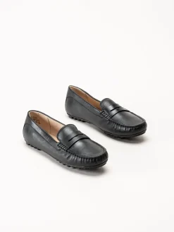 Caprice - Svarta loafers i skinn