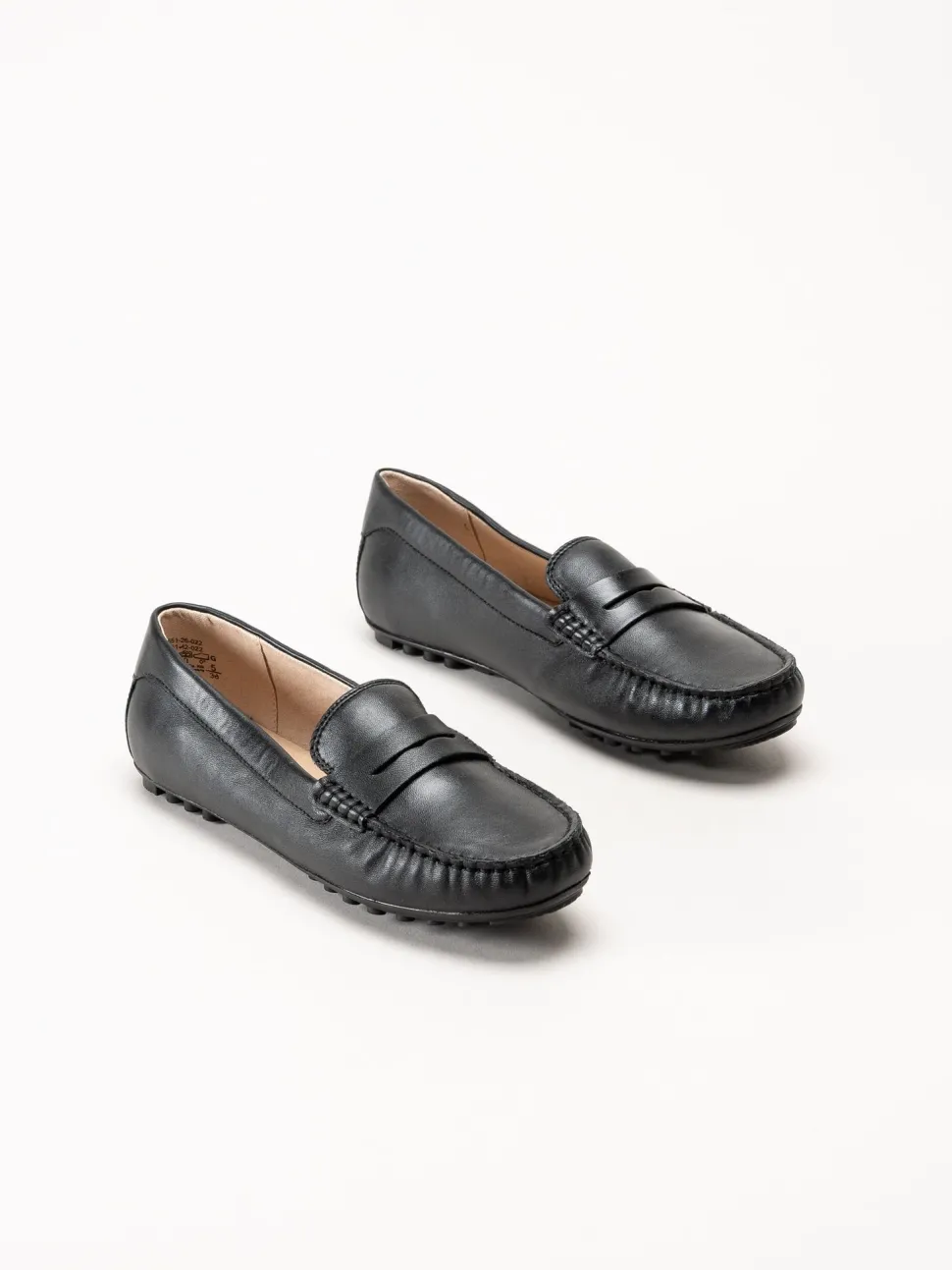 Caprice - Svarta loafers i skinn