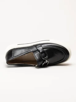 Caprice - Svarta loafers i skinn