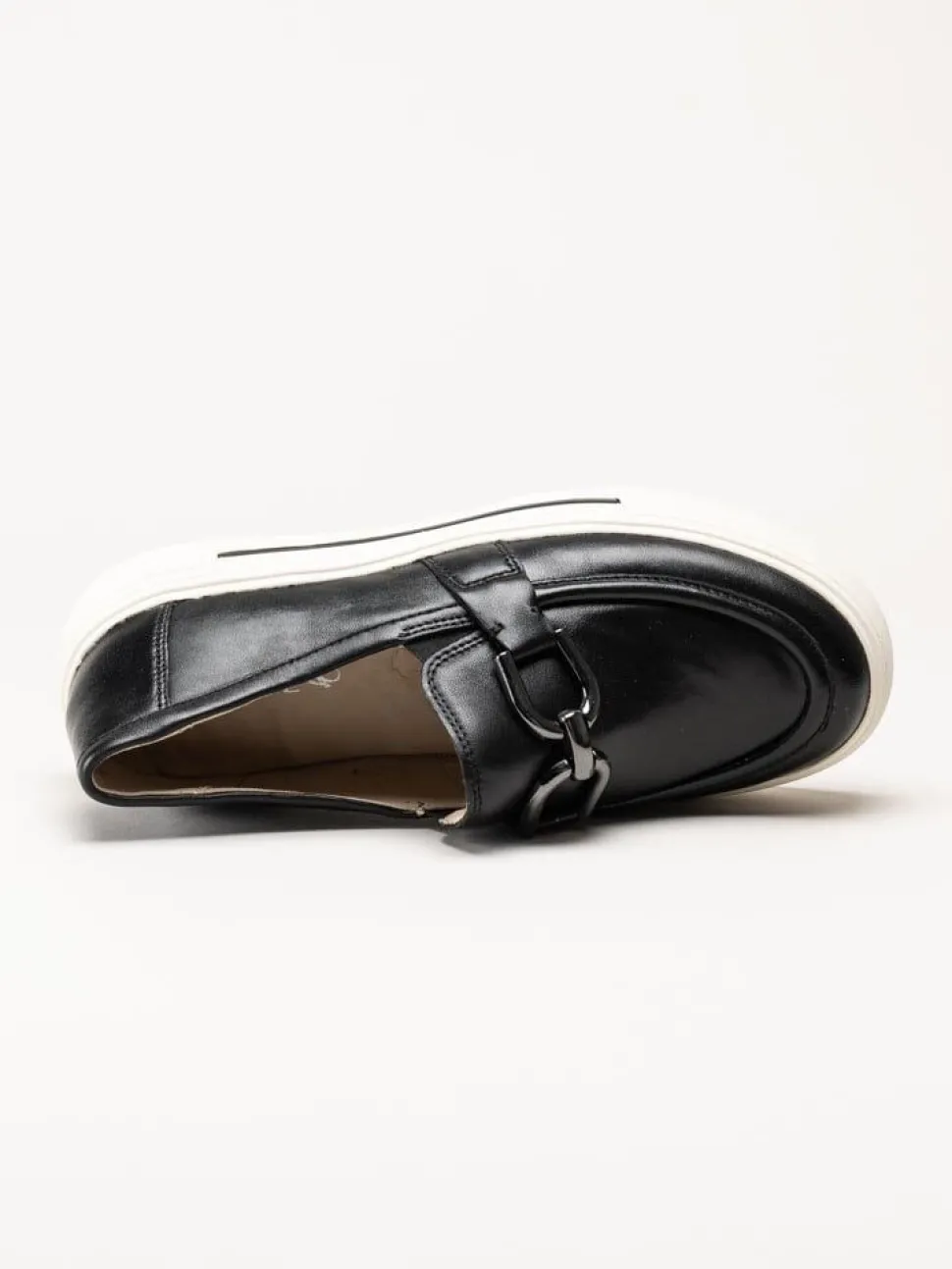 Caprice - Svarta loafers i skinn