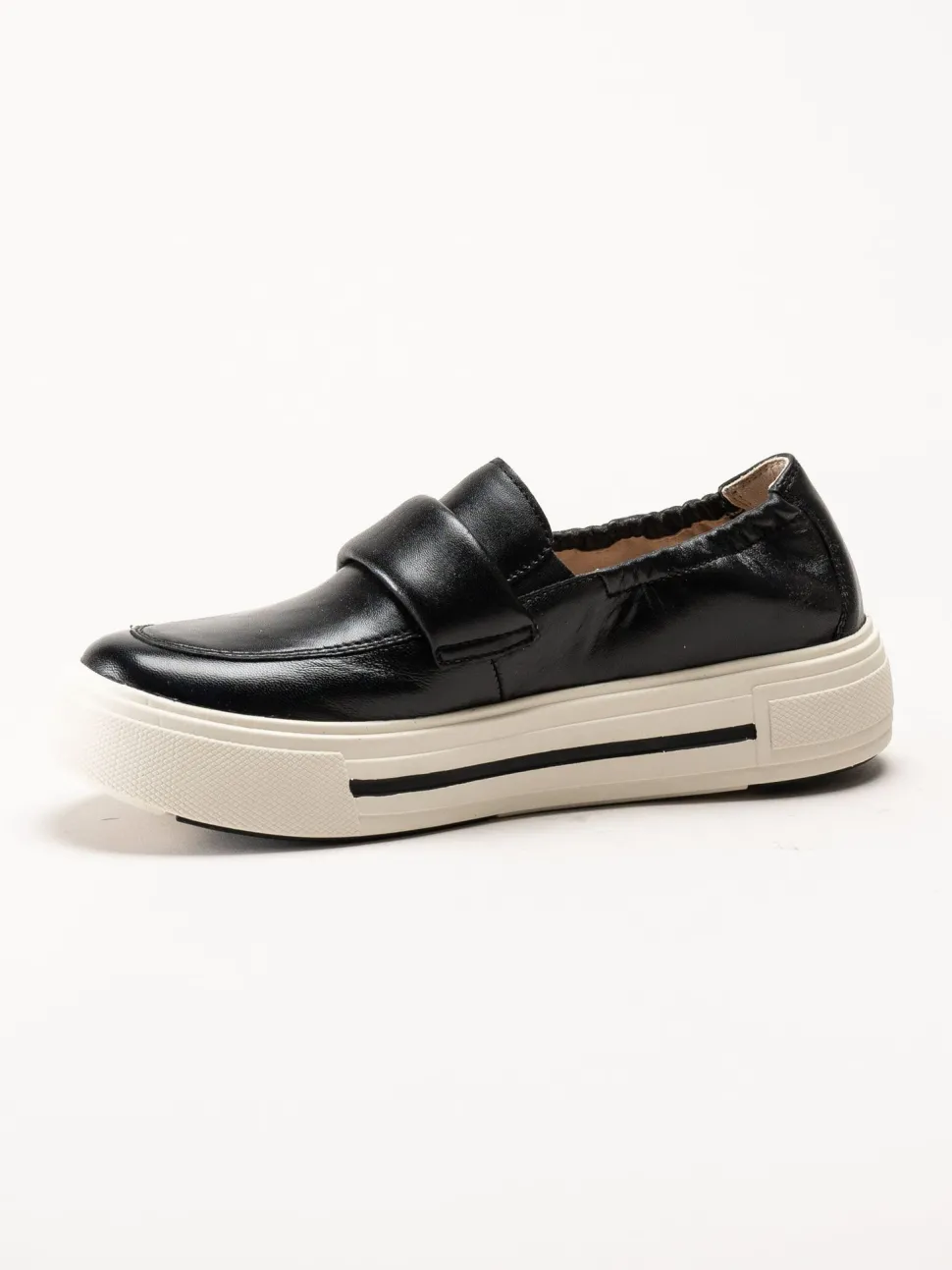 Caprice - Svarta loafers i skinn