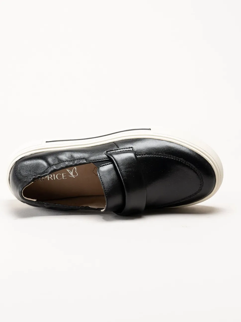 Caprice - Svarta loafers i skinn