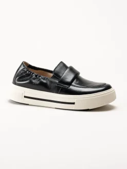 Caprice - Svarta loafers i skinn