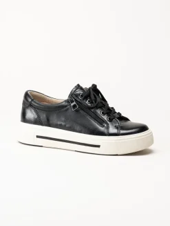 Caprice - Svarta platåsneakers i skinn