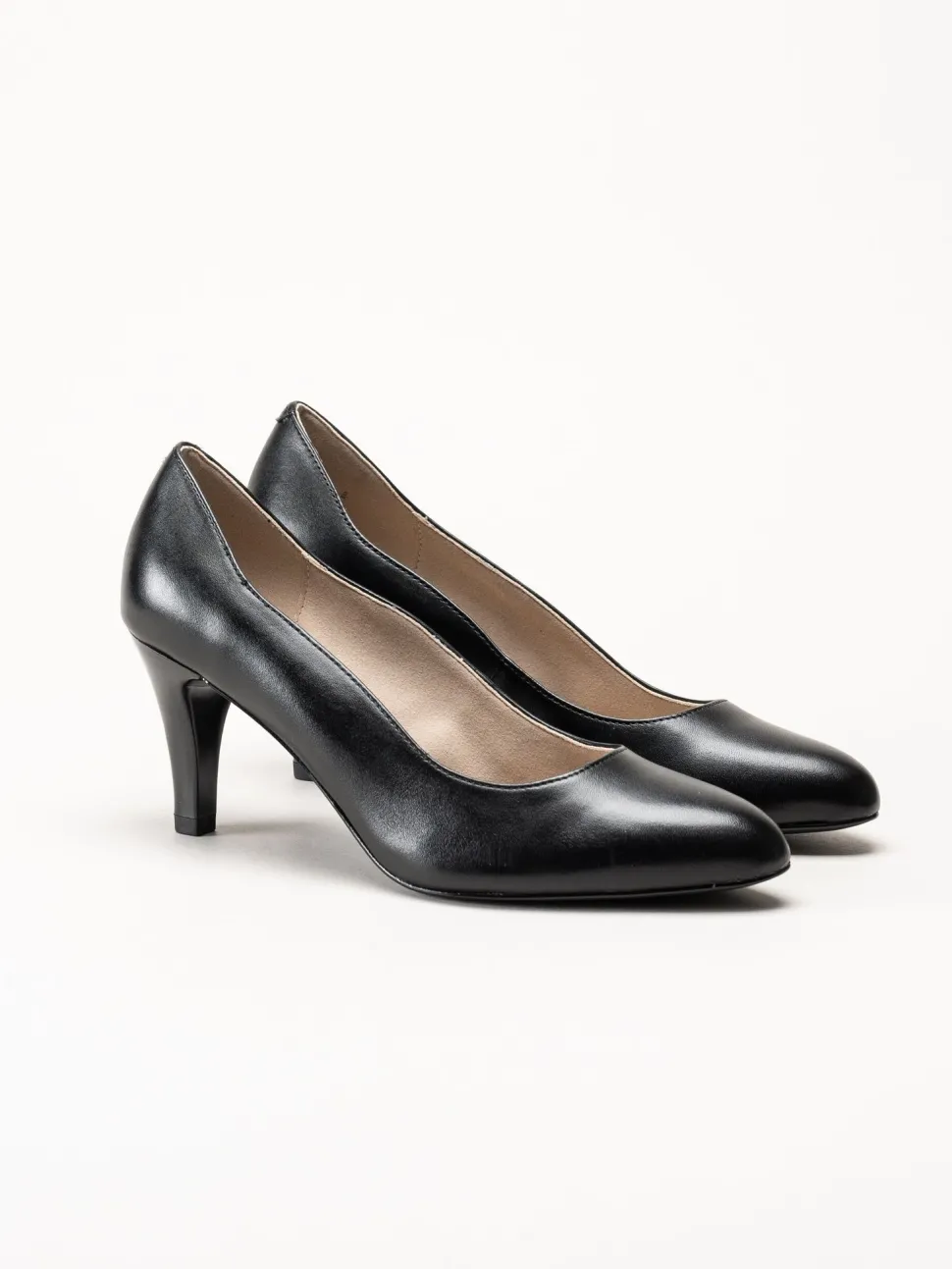 Caprice - Svarta pumps i skinn