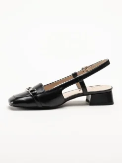 Caprice - Svarta slingback pumps i skinn