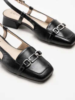 Caprice - Svarta slingback pumps i skinn