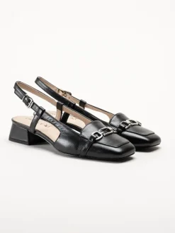 Caprice - Svarta slingback pumps i skinn