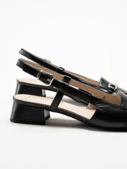 Caprice - Svarta slingback pumps i skinn