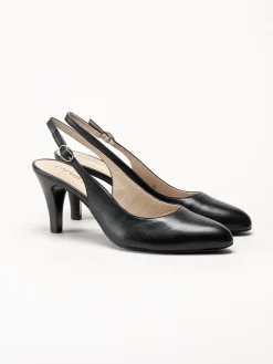 Caprice - Svarta slingback pumps i skinn