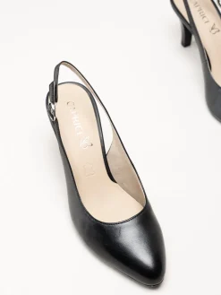 Caprice - Svarta slingback pumps i skinn