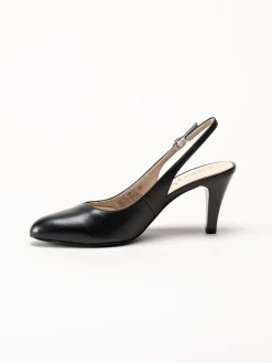 Caprice - Svarta slingback pumps i skinn